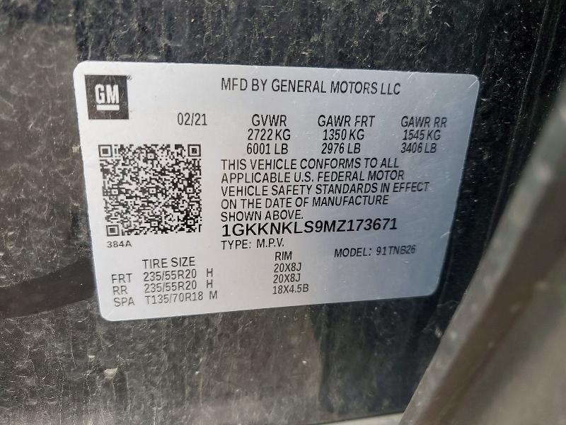 2021 Gmc Acadia მანქანა იყიდება აუქციონზე, vin: 1GKKNKLS9MZ173671, აუქციონის ნომერი: 53765366