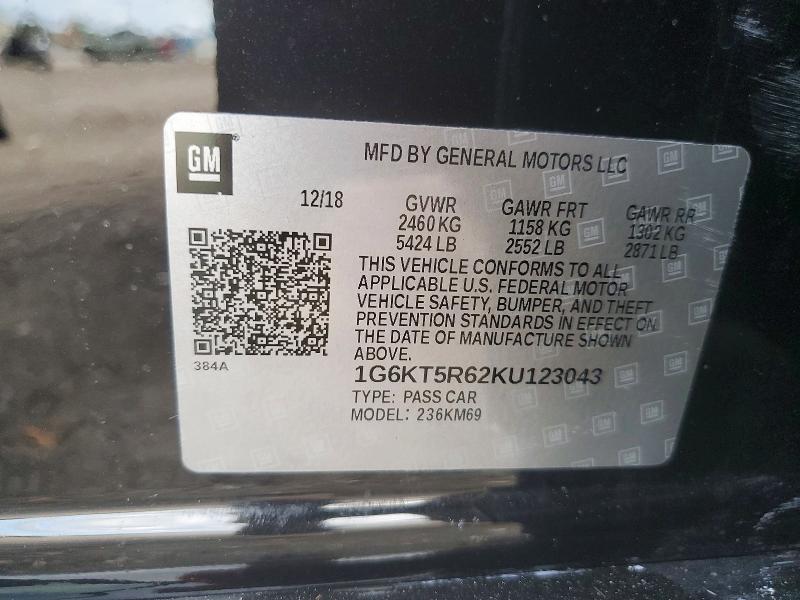 77069805 :رقم المزاد ، 1G6KT5R62KU123043 vin ، 2019 Cadillac Ct6 مزاد بيع