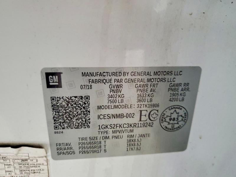 Продажа на аукционе авто 2019 Gmc Yukon Xl, vin: 1GKS2FKC3KR119242, номер лота: 53782816