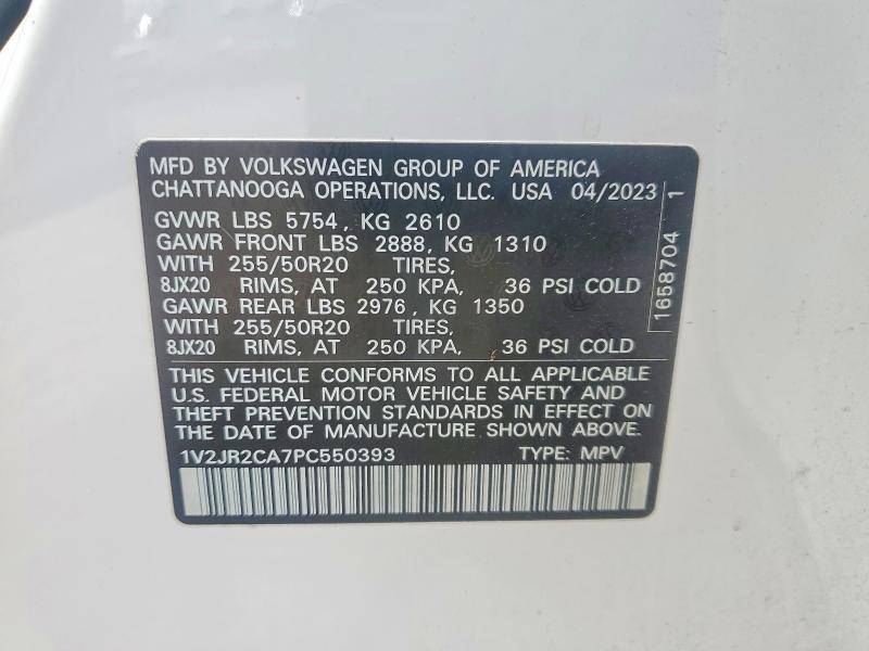 2023 Volkswagen Atlas მანქანა იყიდება აუქციონზე, vin: 1V2JR2CA7PC550393, აუქციონის ნომერი: 51909676