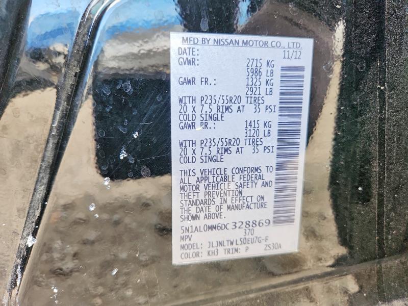 54130466 :رقم المزاد ، 5N1AL0MM6DC328869 vin ، 2013 Infiniti Jx35 مزاد بيع