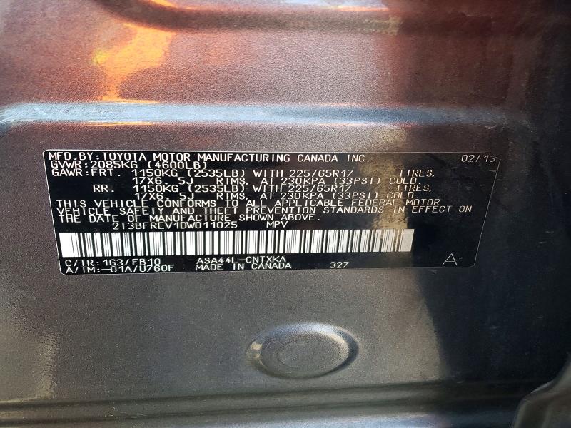 Aukcja sprzedaży 2013 Toyota Rav4, vin: 2T3BFREV1DW011025, numer aukcji: 53354286