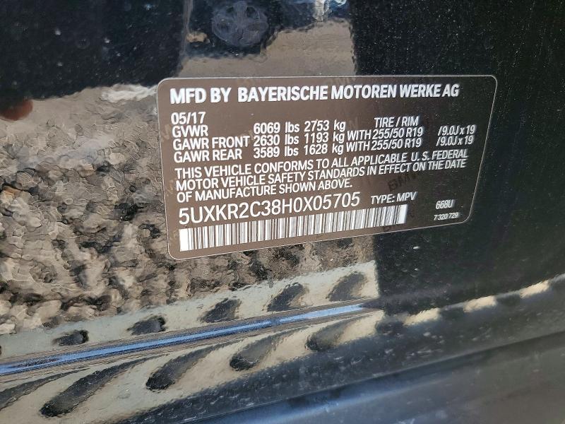 2017 Bmw X5 მანქანა იყიდება აუქციონზე, vin: 5UXKR2C38H0X05705, აუქციონის ნომერი: 53188356