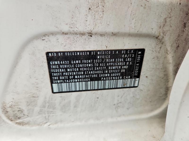 52583096 :رقم المزاد ، 3VWPL7AJ0DM693464 vin ، 2013 Volkswagen Jetta مزاد بيع