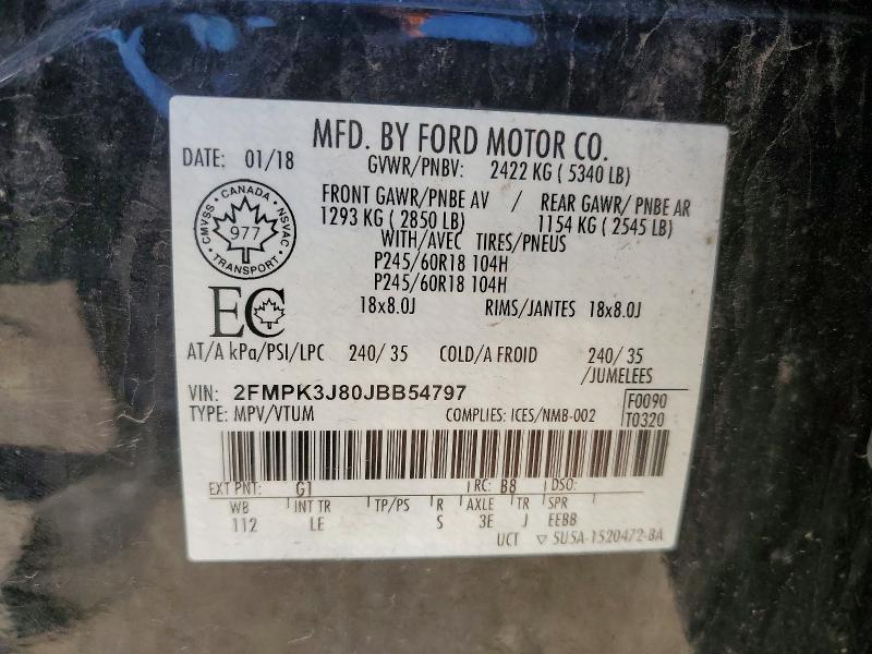 Продажа на аукционе авто 2018 Ford Edge, vin: 2FMPK3J80JBB54797, номер лота: 55444506