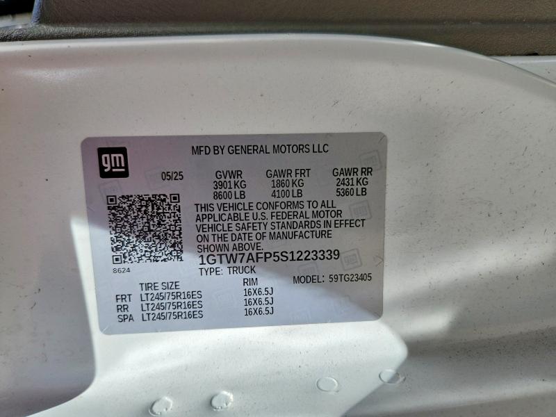Продаж на аукціоні авто 2025 Gmc Savana, vin: 1GTW7AFP5S1223339, номер лоту: 55025286