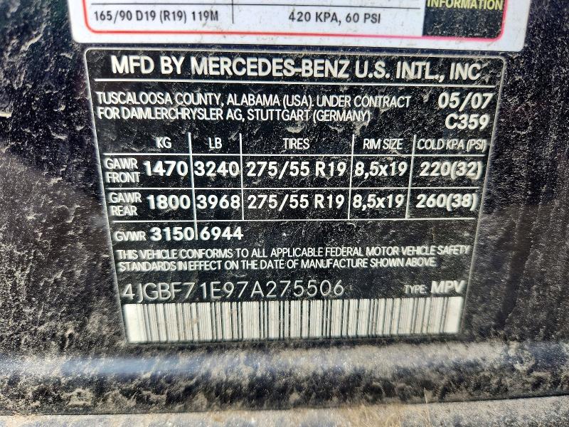 Продажа на аукционе авто 2007 Mercedes-benz Gl, vin: 4JGBF71E97A275506, номер лота: 52536186