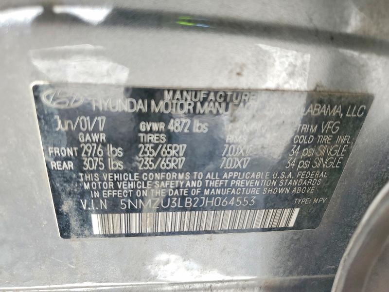 Aukcja sprzedaży 2018 Hyundai Santa Fe Sport, vin: 5NMZU3LB2JH064553, numer aukcji: 52308706