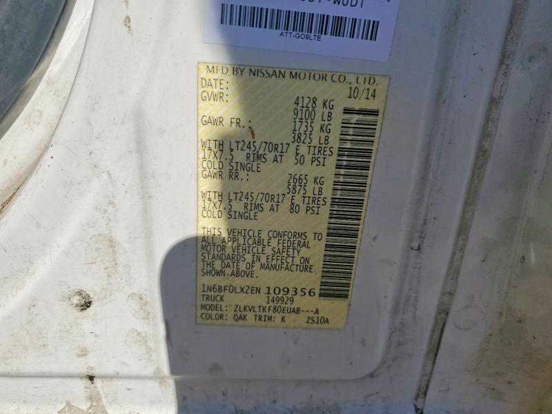 2014 Nissan Nv მანქანა იყიდება აუქციონზე, vin: 1N6BF0LX2EN109356, აუქციონის ნომერი: 53081426