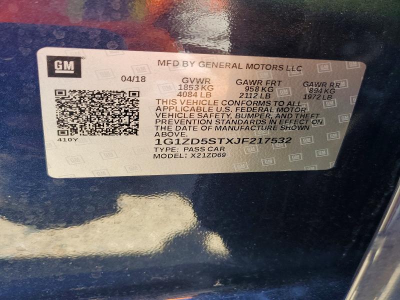 Aukcja sprzedaży 2018 Chevrolet Malibu, vin: 1G1ZD5STXJF217532, numer aukcji: 54446286