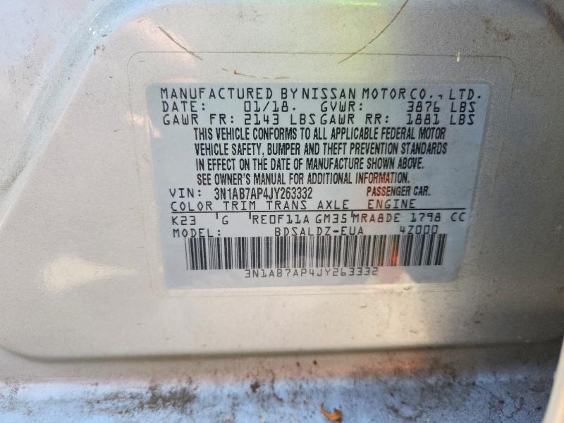 53795296 :رقم المزاد ، 3N1AB7AP4JY263332 vin ، 2018 Nissan Sentra مزاد بيع