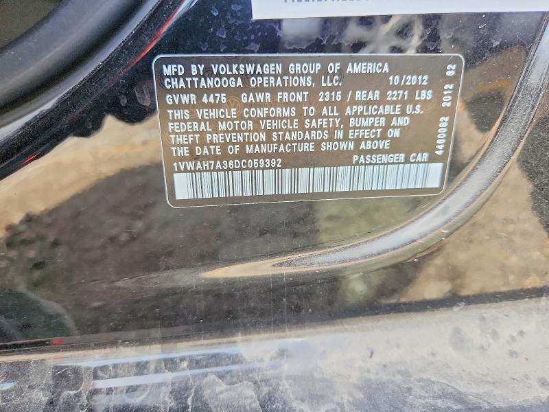 2013 Volkswagen Passat მანქანა იყიდება აუქციონზე, vin: 1VWAH7A36DC059392, აუქციონის ნომერი: 54847436