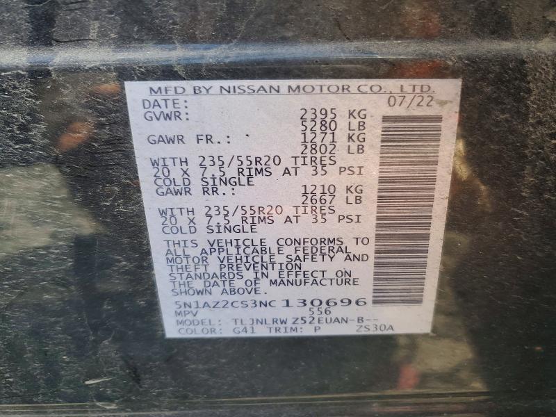 Aukcja sprzedaży 2022 Nissan Murano, vin: 5N1AZ2CS3NC130696, numer aukcji: 55285486