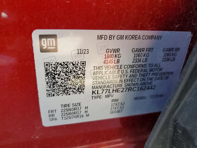 Продаж на аукціоні авто 2024 Chevrolet Trax, vin: KL77LHE27RC162442, номер лоту: 53083656