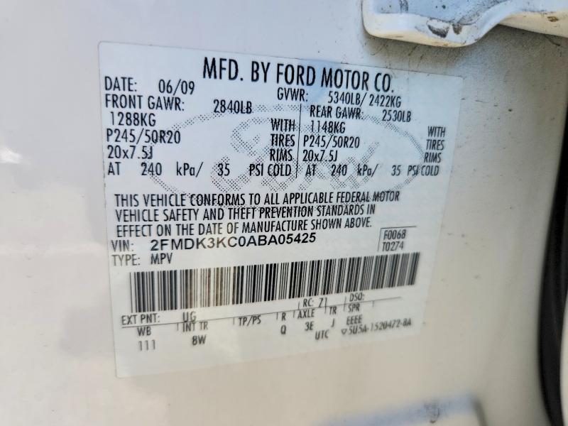 Aukcja sprzedaży 2010 Ford Edge, vin: 2FMDK3KC0ABA05425, numer aukcji: 53743936