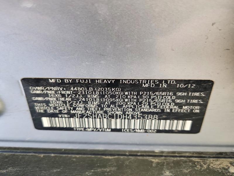 52649596 :رقم المزاد ، JF2SHABC1DH435388 vin ، 2013 Subaru Forester مزاد بيع
