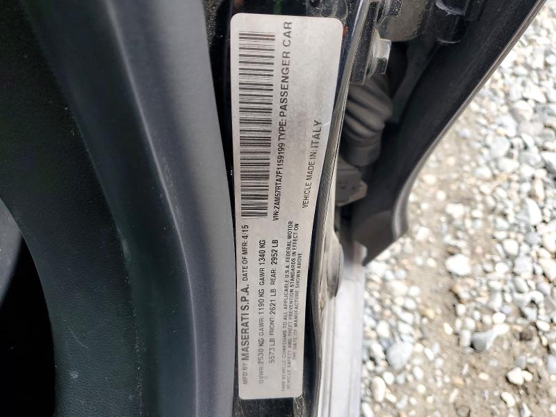 2015 Maserati Ghibli მანქანა იყიდება აუქციონზე, vin: ZAM57RTA7F1159199, აუქციონის ნომერი: 55588286