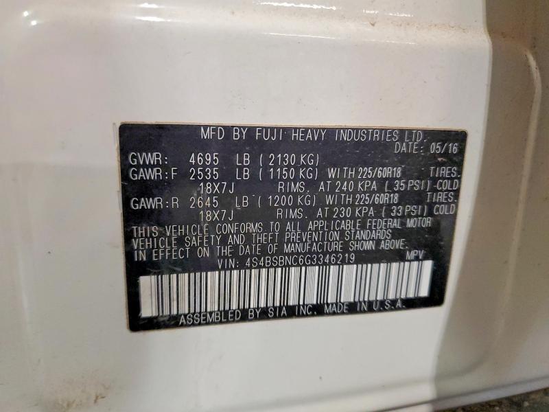 Продаж на аукціоні авто 2016 Subaru Outback, vin: 4S4BSBNC6G3346219, номер лоту: 52547656