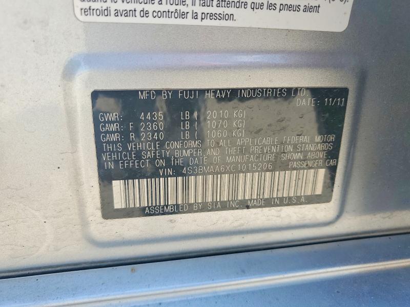2012 Subaru Legacy მანქანა იყიდება აუქციონზე, vin: 4S3BMAA6XC1015206, აუქციონის ნომერი: 53782556