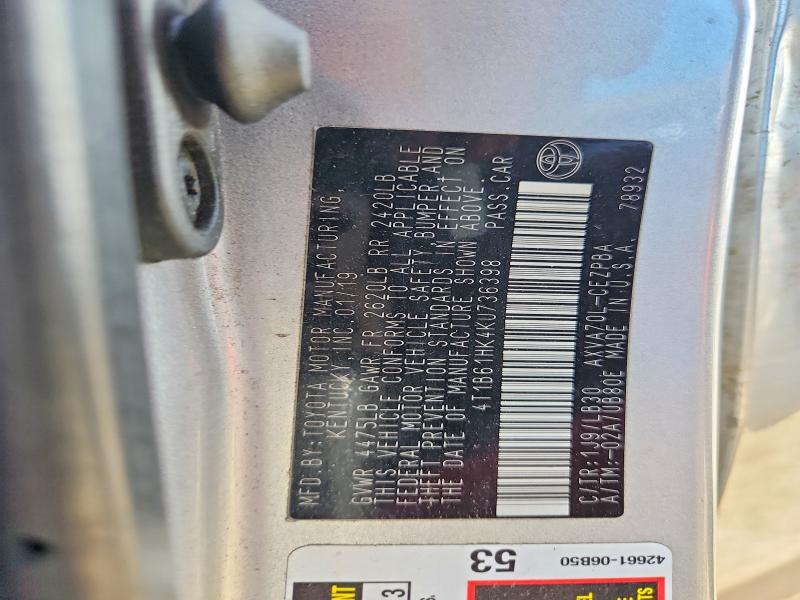 Продажа на аукционе авто 2019 Toyota Camry, vin: 4T1B61HK4KU736398, номер лота: 54449946