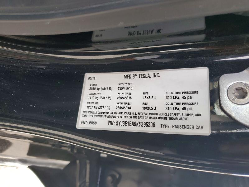 Продаж на аукціоні авто 2019 Tesla Model 3, vin: 5YJ3E1EA9KF395306, номер лоту: 51922696