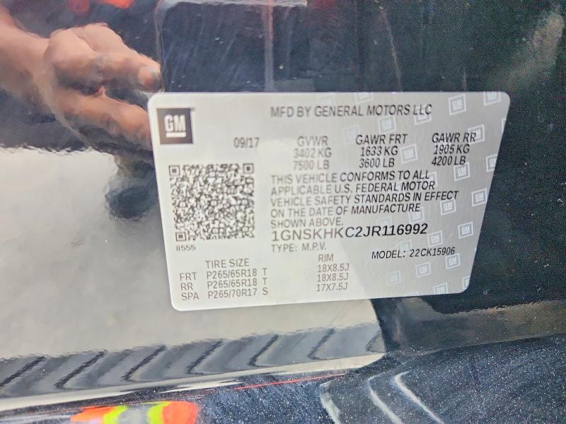 Aukcja sprzedaży 2018 Chevrolet Suburban, vin: 1GNSKHKC2JR116992, numer aukcji: 53231346