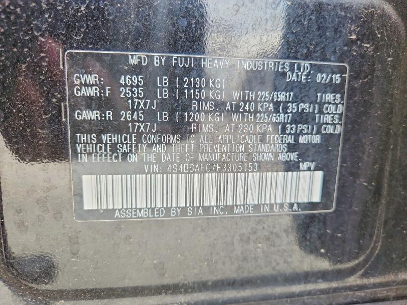 53322436 :رقم المزاد ، 4S4BSAFC7F3305153 vin ، 2015 Subaru Outback مزاد بيع