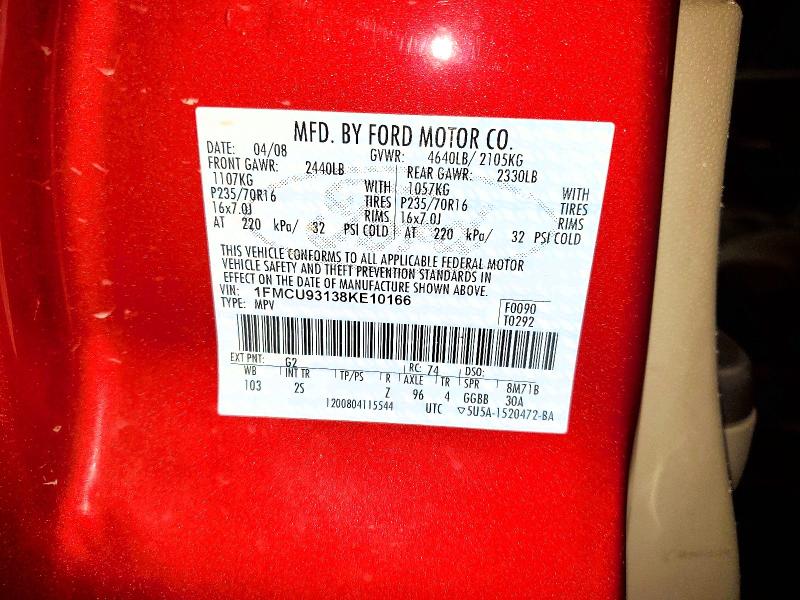 Aukcja sprzedaży 2008 Ford Escape, vin: 1FMCU93138KE10166, numer aukcji: 55804196