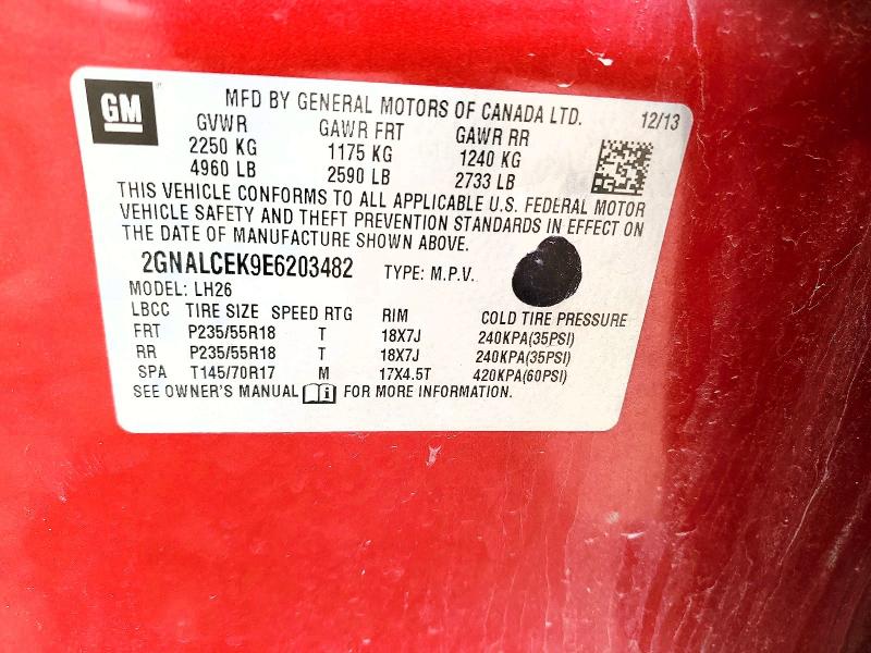 2014 Chevrolet Equinox მანქანა იყიდება აუქციონზე, vin: 2GNALCEK9E6203482, აუქციონის ნომერი: 54515416