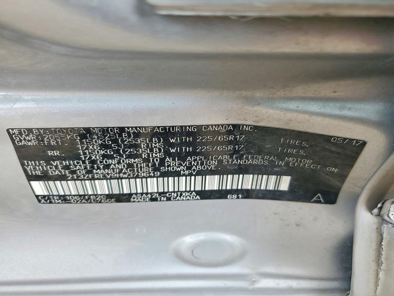 55146886 :رقم المزاد ، 2T3ZFREV9HW379649 vin ، 2017 Toyota Rav4 مزاد بيع