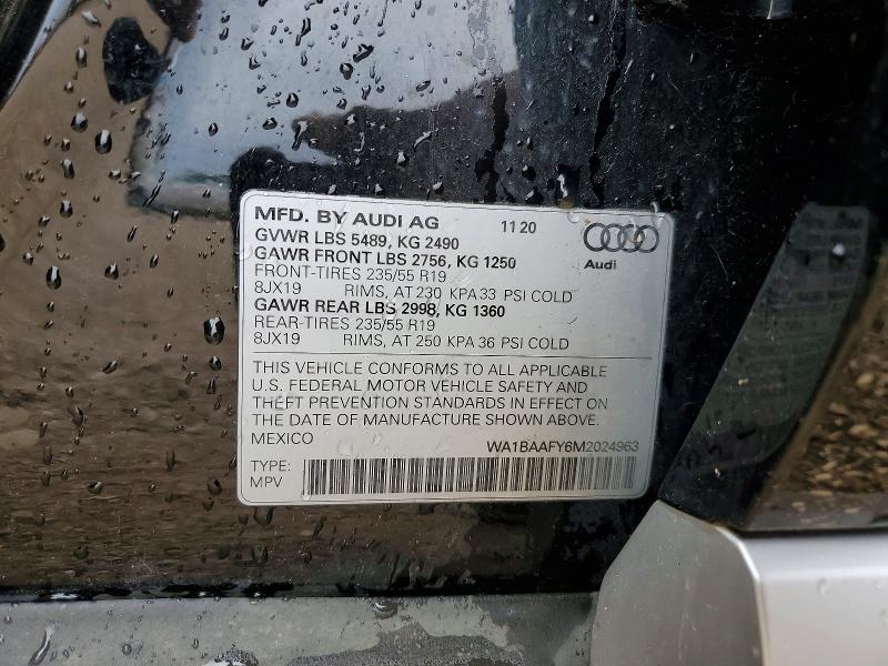 Auction sale of the 2021 Audi Q5, vin: WA1BAAFY6M2024963, lot number: 52387106