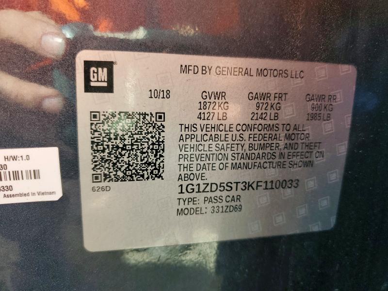 Продажа на аукционе авто 2019 Chevrolet Malibu, vin: 1G1ZD5ST3KF110033, номер лота: 54421306