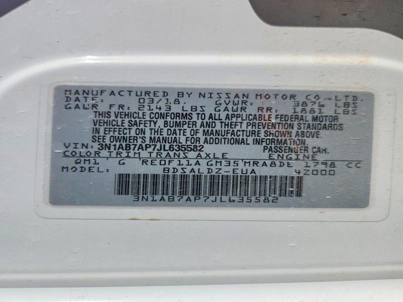 Продажа на аукционе авто 2018 Nissan Sentra, vin: 3N1AB7AP7JL635582, номер лота: 52918776