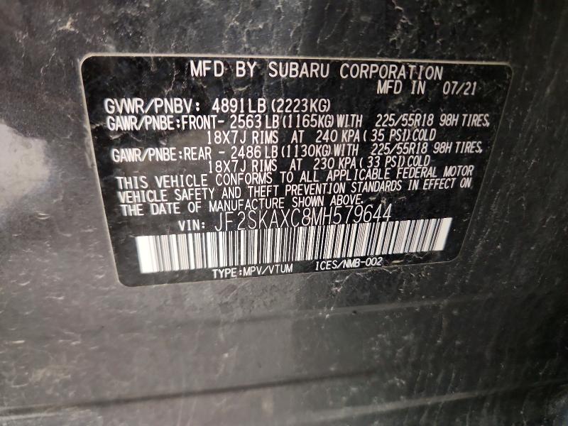 Aukcja sprzedaży 2021 Subaru Forester, vin: JF2SKAXC8MH579644, numer aukcji: 52834096