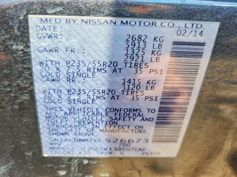 Aukcja sprzedaży 2014 Infiniti Qx60, vin: 5N1AL0MM2EC526673, numer aukcji: 53744256