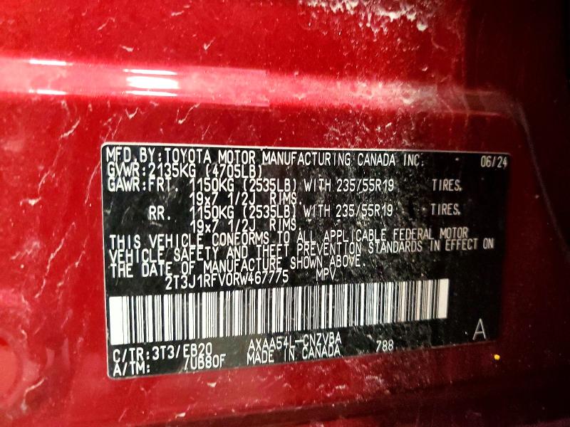 Aukcja sprzedaży 2024 Toyota Rav4, vin: 2T3J1RFV0RW467775, numer aukcji: 52720106