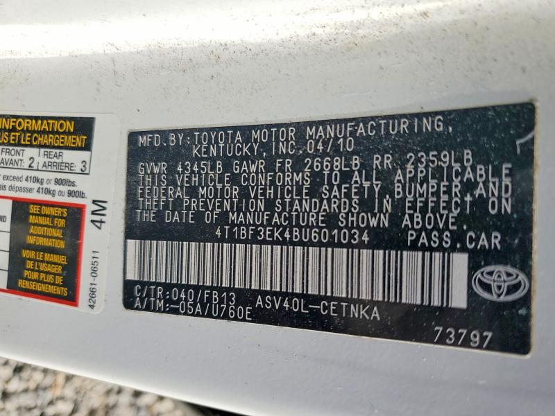 Aukcja sprzedaży 2011 Toyota Camry, vin: 4T1BF3EK4BU601034, numer aukcji: 51694906