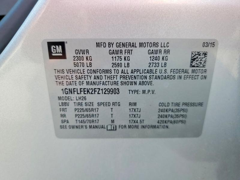 Aukcja sprzedaży 2015 Chevrolet Equinox, vin: 1GNFLFEK2FZ129903, numer aukcji: 53503346