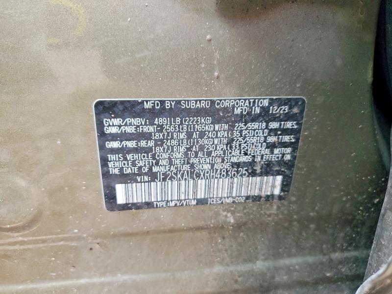 Aukcja sprzedaży 2024 Subaru Forester, vin: JF2SKALCXRH483625, numer aukcji: 53734736