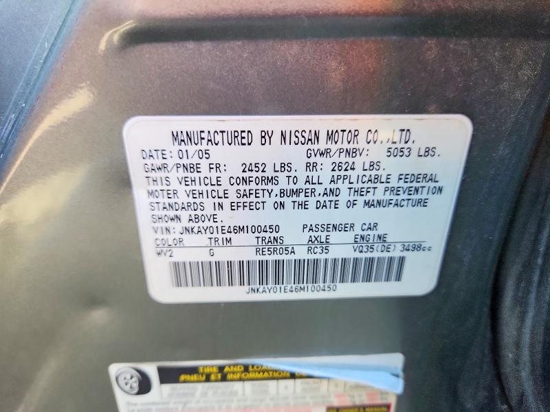 Aukcja sprzedaży 2006 Infiniti M35, vin: JNKAY01E46M100450, numer aukcji: 51416596