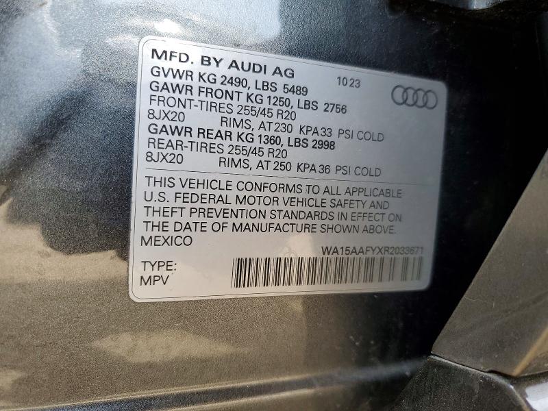 Aukcja sprzedaży 2024 Audi Q5, vin: WA15AAFYXR2033671, numer aukcji: 54235456