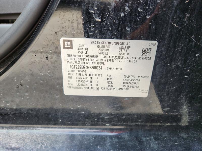 52576196 :رقم المزاد ، 1GT22SEG4GZ360754 vin ، 2016 Gmc Sierra مزاد بيع