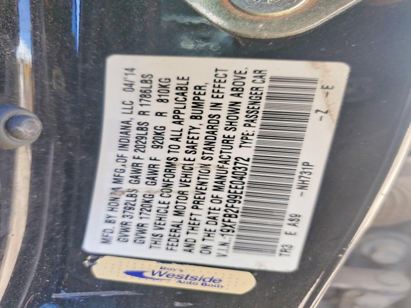 Aukcja sprzedaży 2014 Honda Civic, vin: 19XFB2F99EE040372, numer aukcji: 52499266