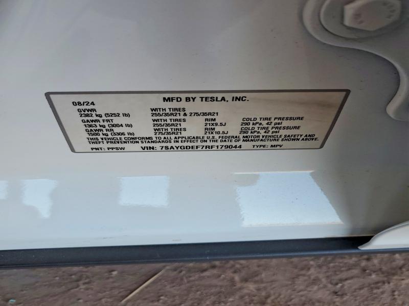 2024 Tesla Model Y მანქანა იყიდება აუქციონზე, vin: 7SAYGDEF7RF179044, აუქციონის ნომერი: 52505886
