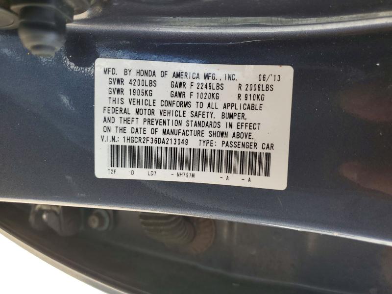 53124826 :رقم المزاد ، 1HGCR2F36DA213049 vin ، 2013 Honda Accord مزاد بيع