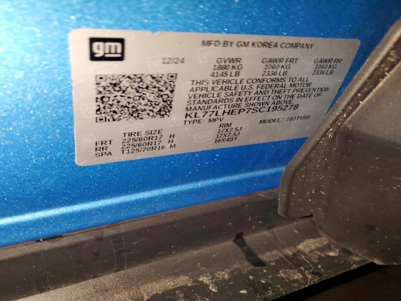 2025 Chevrolet Trax მანქანა იყიდება აუქციონზე, vin: KL77LHEP7SC195278, აუქციონის ნომერი: 53336146