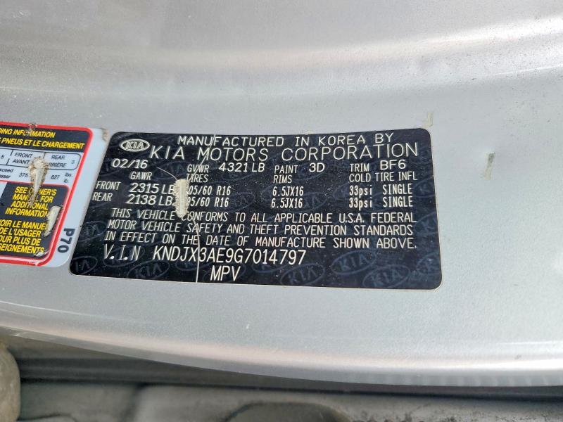 52352006 :رقم المزاد ، KNDJX3AE9G7014797 vin ، 2016 Kia Soul Ev مزاد بيع