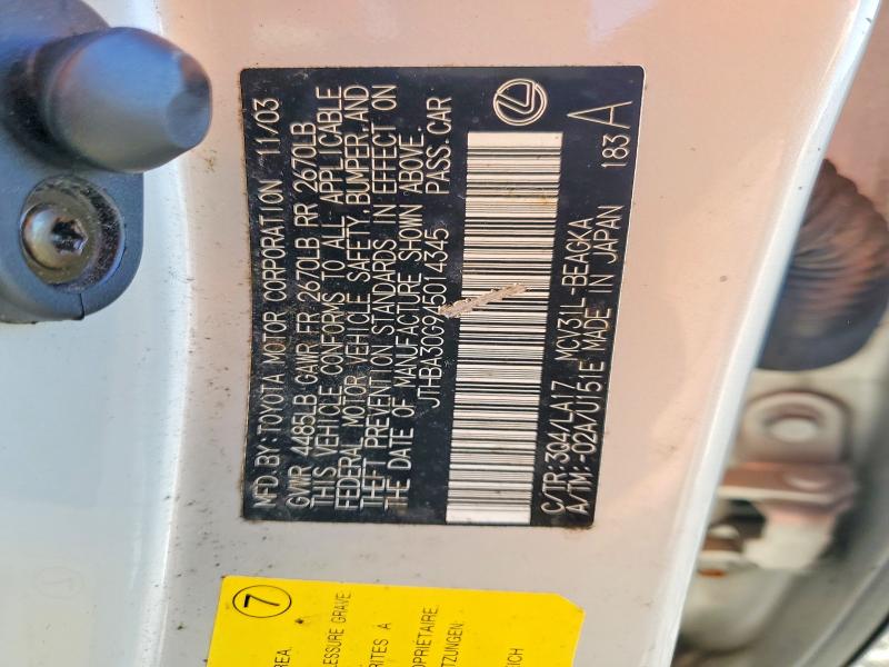 52692596 :رقم المزاد ، JTHBA30G945014345 vin ، 2004 Lexus Es مزاد بيع