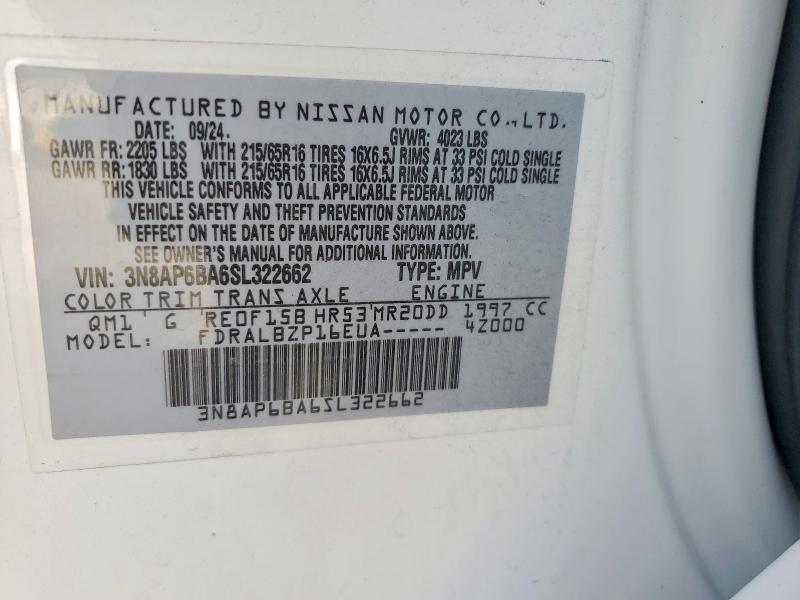 Aukcja sprzedaży 2025 Nissan Kicks, vin: 3N8AP6BA6SL322662, numer aukcji: 52904776
