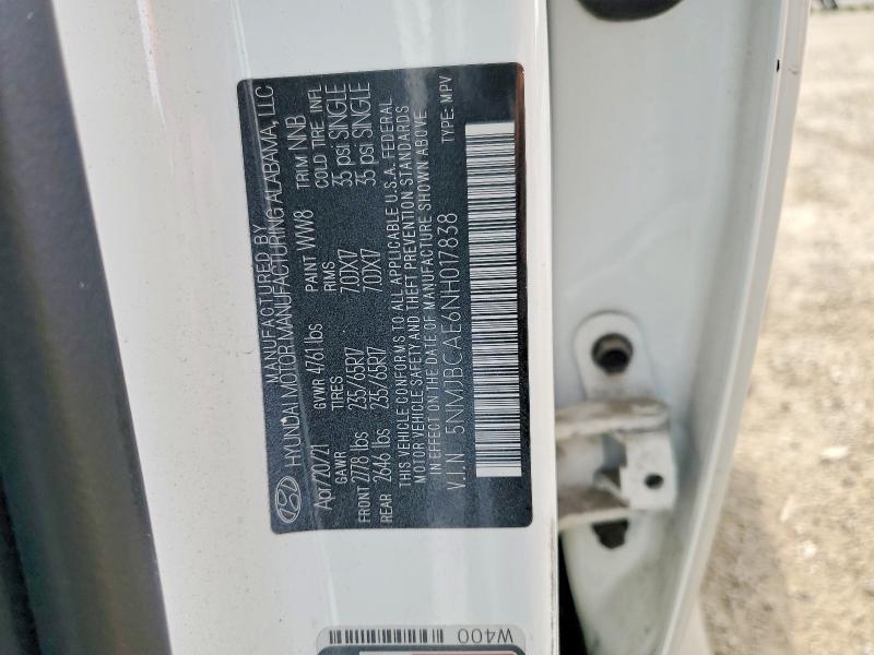 2022 Hyundai Tucson მანქანა იყიდება აუქციონზე, vin: 5NMJBCAE6NH017838, აუქციონის ნომერი: 54351506
